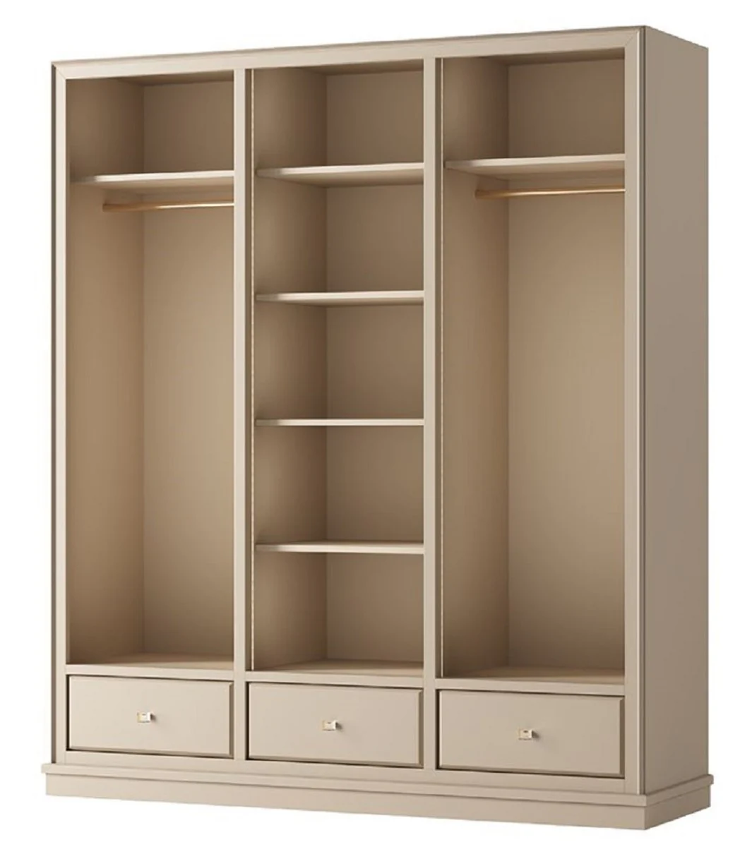 Luxus Kleiderschrank Beige 200 x 60 x H. 200 cm - Offener Schlafzimmer Schrank - Schlafzimmer Möbel - Hotel Möbel - Luxus Einrichtung - Schlafzimmer Einrichtung - Luxus Möbel