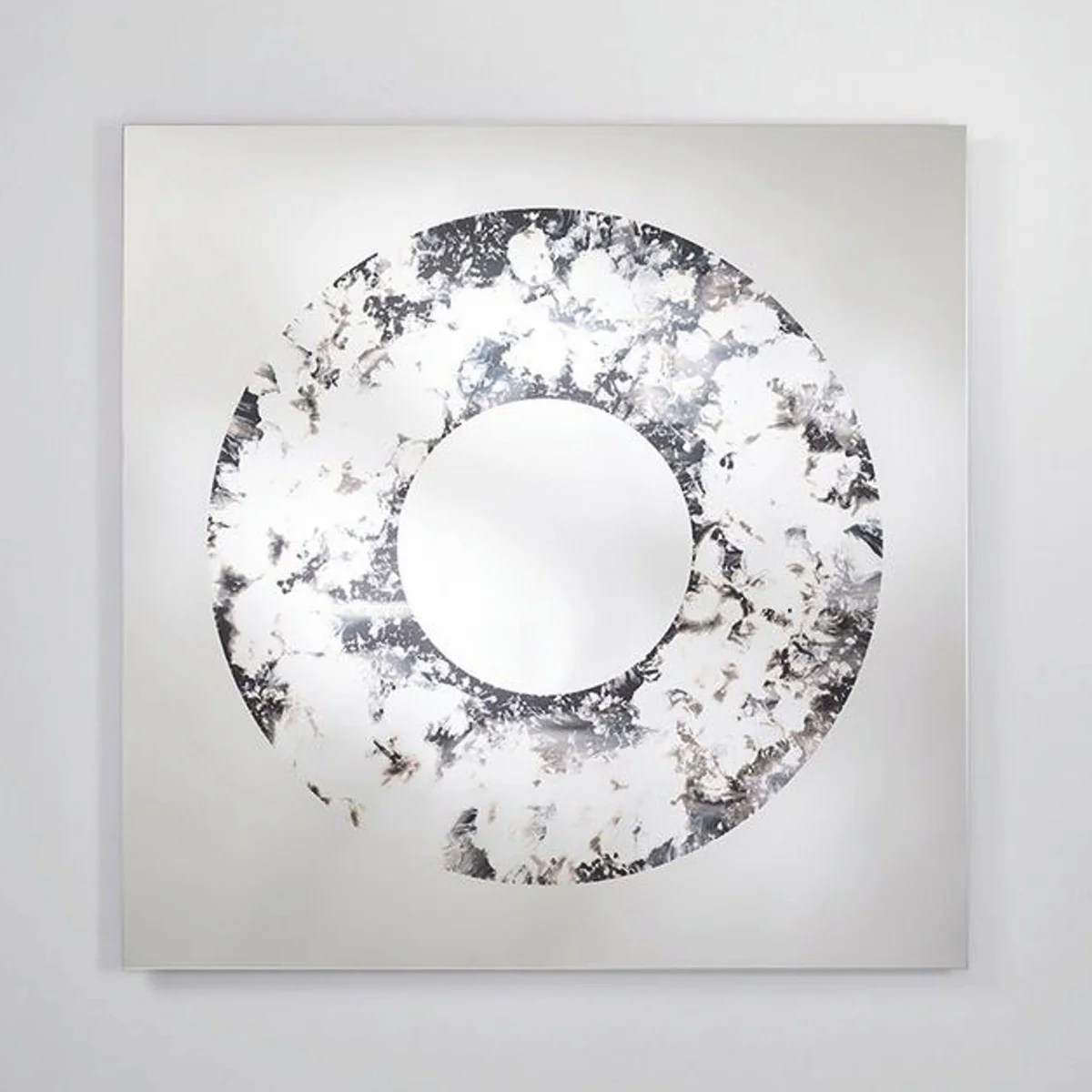 Luxus Wandspiegel Schwarz / Silber 100 cm - Luxus Interior