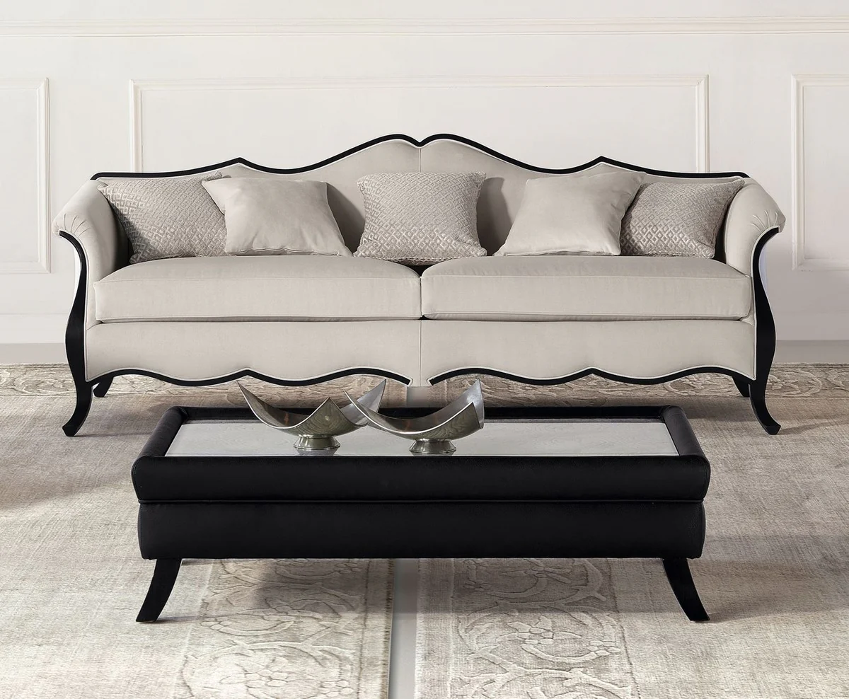 Luxus Art Deco Sofa Grau / Schwarz - Handgefertigtes Wohnzimmer Sofa - Wohnzimmer Möbel - Art Deco Möbel - Luxus Möbel - Luxus Qualität - Made in Italy
