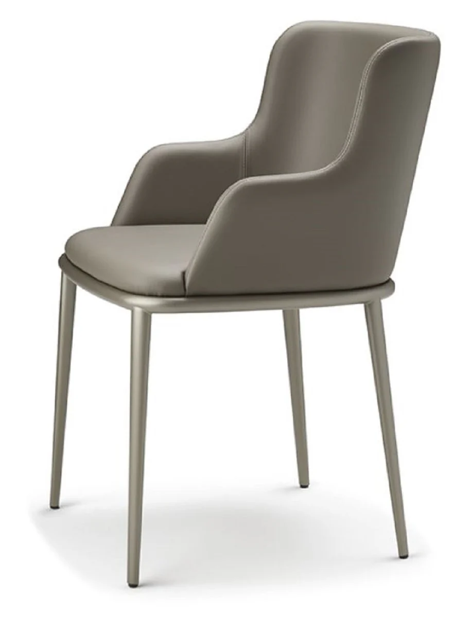 Luxus Esszimmerstuhl 8er Set Grau / Titanfarben - Luxus Esszimmer & Restaurant Möbel - Luxus Qualität - Made in Italy