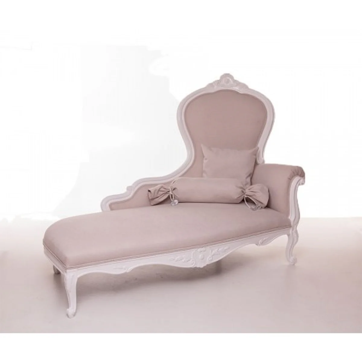 Luxus Barock Chaiselongue Creme / Altweiß Möbel - Luxury Hotel Collection