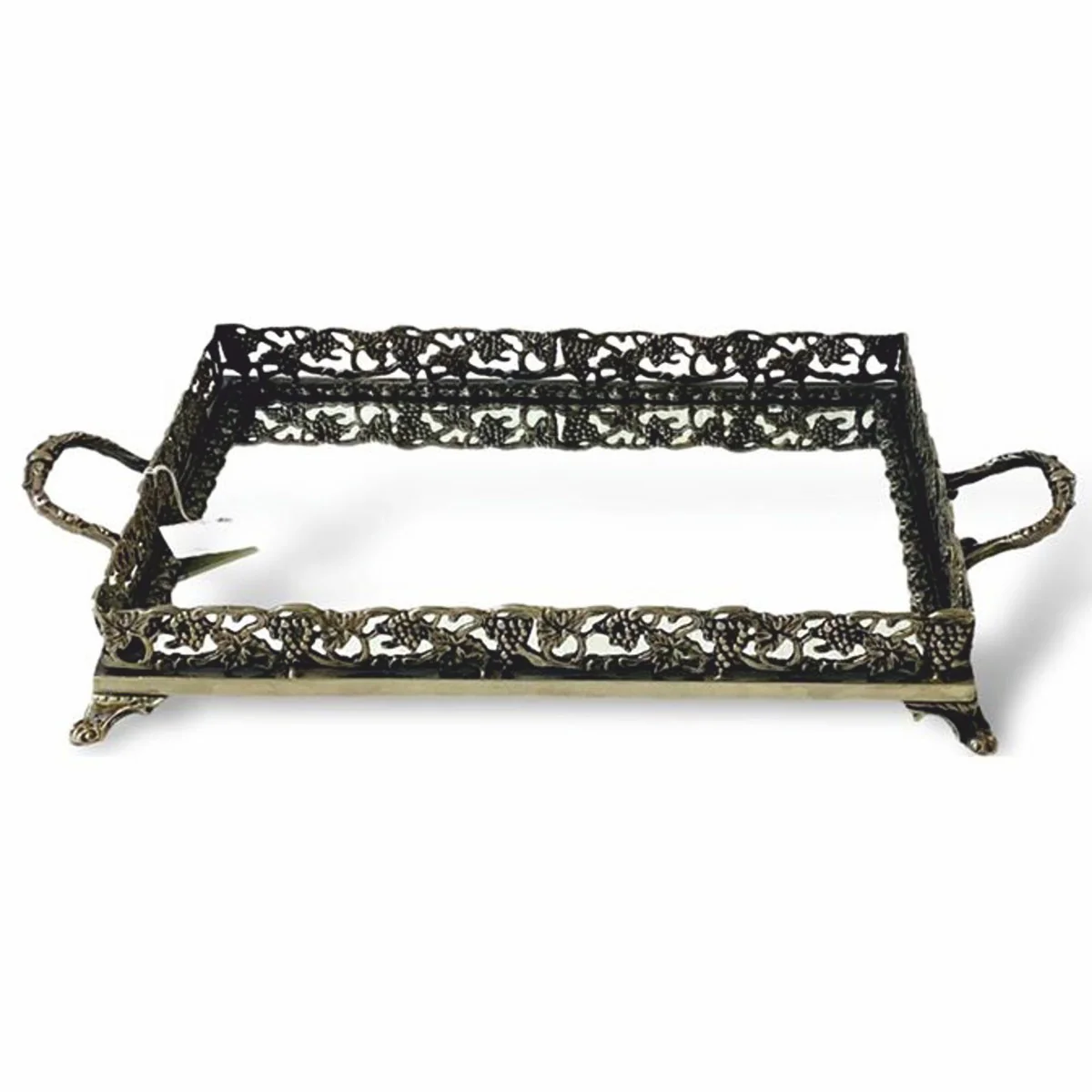 Barock Tablett Antik Messing 45 cm - Barockstil Gastronomie Accessoires