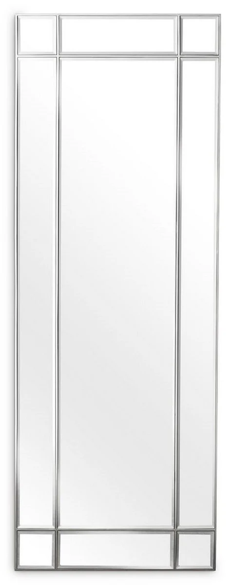 Luxus Wandspiegel Silber 78,5 x 3,5 x H. 215,5 cm - Wohnzimmer Spiegel - Schlafzimmer Spiegel - Garderoben Spiegel - Luxus Möbel