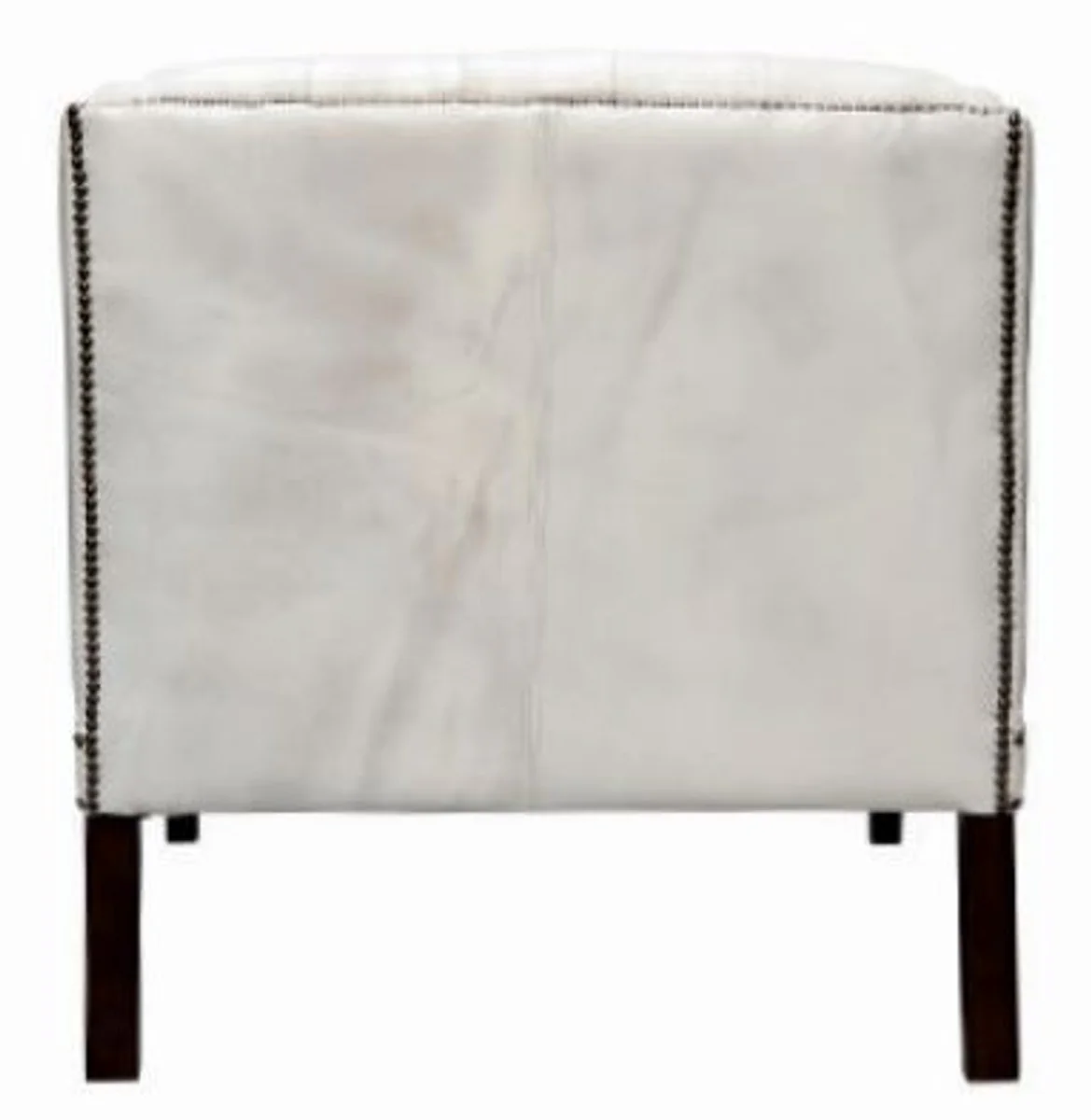 Luxus Echtleder Wohnzimmer Sessel Weiß / Schwarz 80 x 84 x H. 79 cm - Chesterfield Möbel