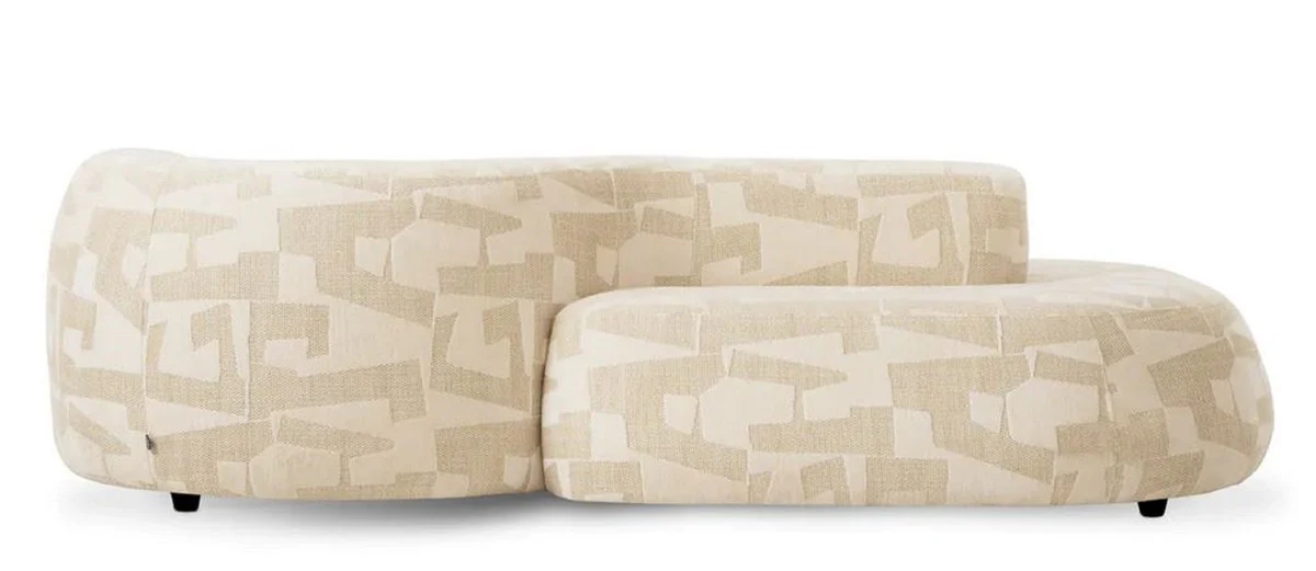 Luxus Sofa Sandfarben / Schwarz 223 cm - Wohnzimmer & Hotel Interior