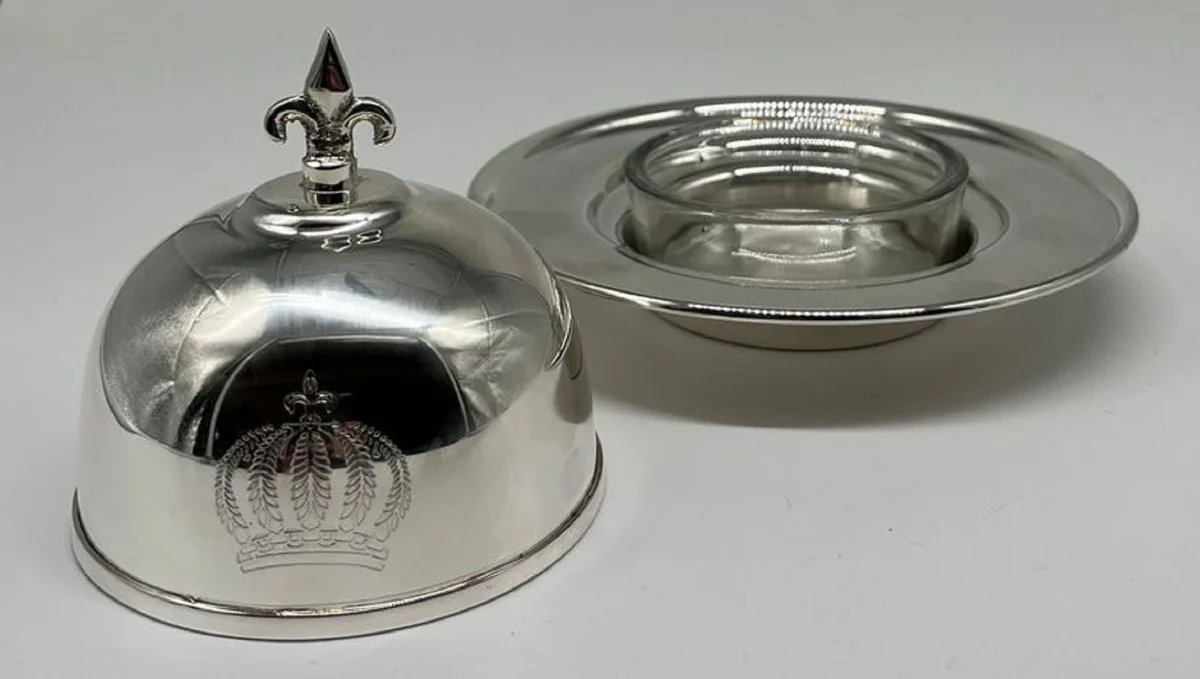 Pompöös by Luxus Barock Kaviarschale mit Deckel Silber - designed by Harald Glööckler