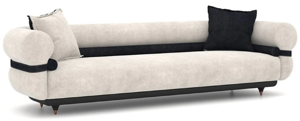 Luxus Sofa Grau / Blau / Schwarz / Kupfer 260 x 88 x H. 65 cm - Wohnzimmer Sofa - Hotel Sofa - Wohnzimmer Möbel - Hotel Möbel - Luxus Möbel - Luxus Einrichtung