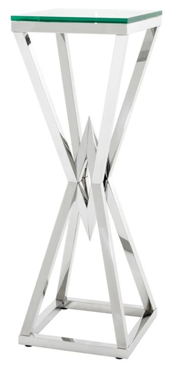 Luxus Beistelltisch / Säule Edelstahl Silber 35 x 35 x H. 101 cm - Designer Tisch Möbel