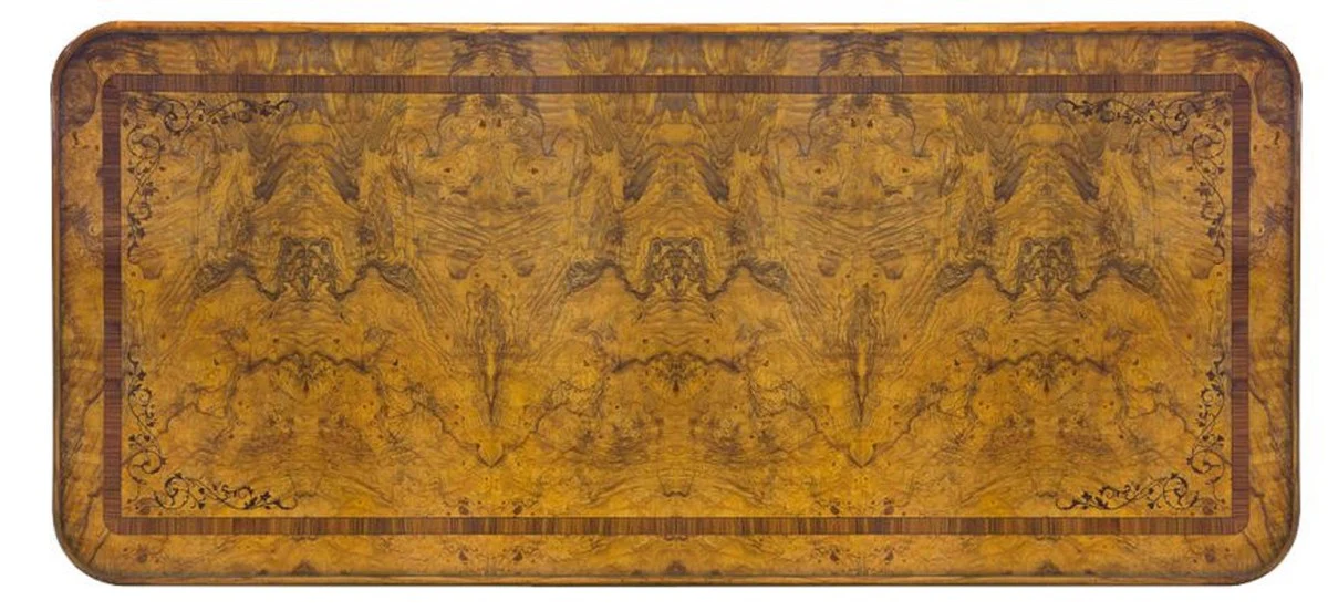 Luxus Barock Esstisch Hellbraun 240 x 110 x H. 78 cm - Handgefertigter Massivholz Esszimmertisch im Barockstil - Barock Esszimmer Möbel
