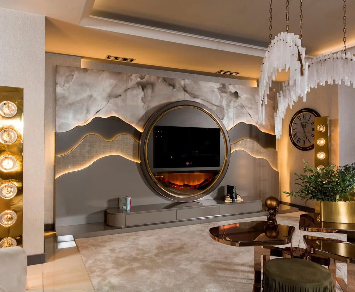 Luxus Couchtisch Kupfer 175 x 120 x H. 55 cm - Wohnzimmertisch mit Glasplatten - Wohnzimmer Möbel - Hotel Möbel - Luxus Möbel - Luxus Kollektion