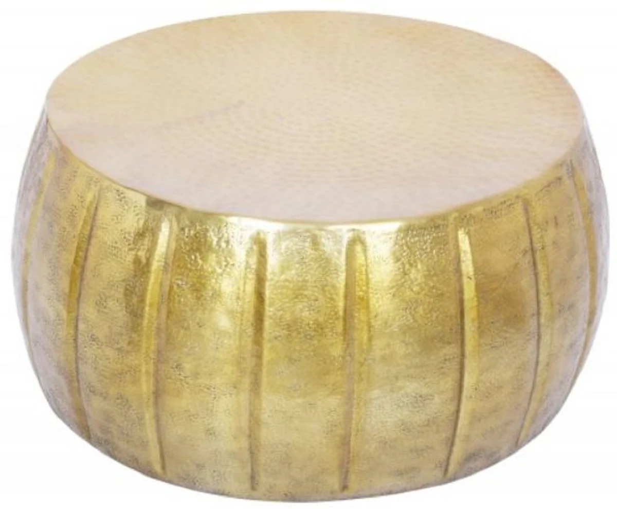 Aluminium Couchtisch Gold Ø 65 x H. 31 cm - Runder Wohnzimmertisch im orientalischen Stil - Wohnzimmer Möbel