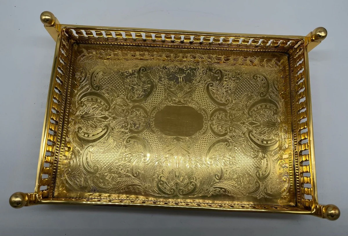 Luxus Messing Serviertablett Gold 32 cm