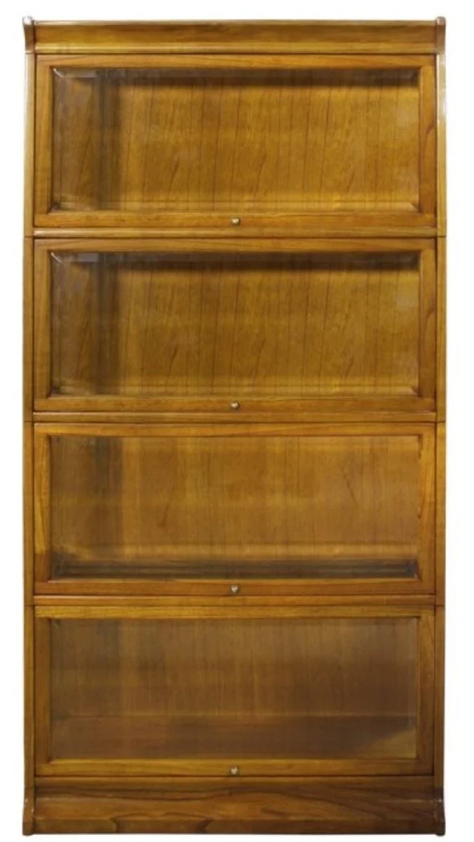 Luxus Bücherschrank mit 4 Glastüren und LED Beleuchtung Hellbraun 90 x 39 x H. 182 cm - Büroschrank