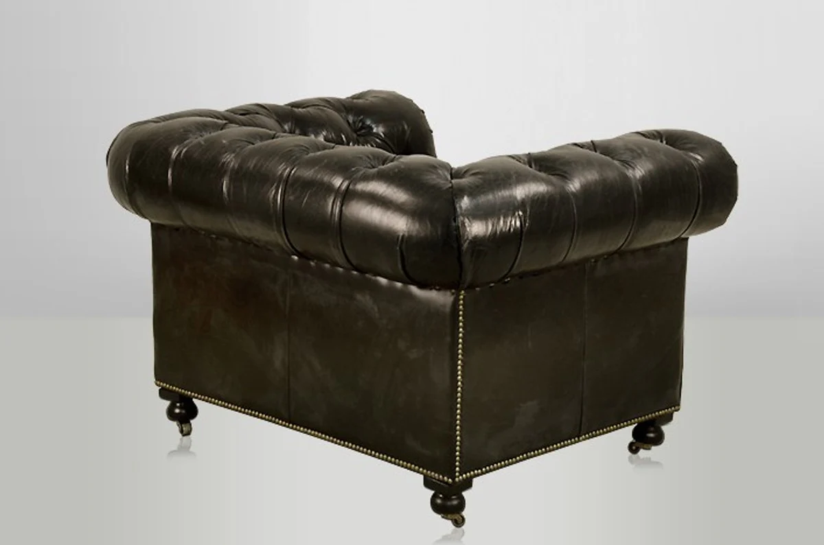 Chesterfield Luxus Echt Leder Sessel Vintage Leder von Ebony - Club Sessel