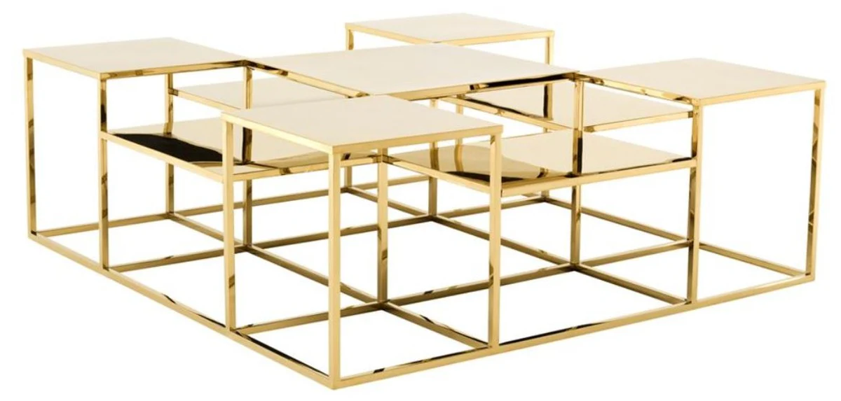 Luxus Couchtisch / Wohnzimmertisch Gold 120 x 120 x H. 42 cm - Designer Wohnzimmermöbel
