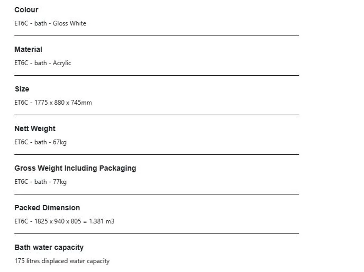 Luxus Jugendstil Acryl Badewanne Weiß 177,5 x 88,5 x H. 74,5 cm - Gebogene freistehende Retro Antik Badewanne - Barock & Jugendstil Badezimmer Möbel