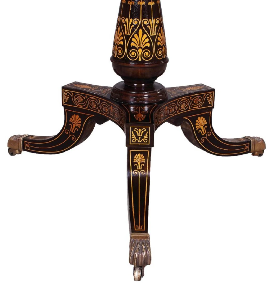 Luxus Barock Esstisch Braun / Schwarz / Gold - Runder Massivholz Esszimmertisch im Barockstil - Barock Esszimmer Möbel - Luxus Esszimmer Möbel im Barockstil - Edel & Prunkvoll