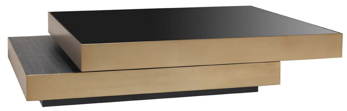 Luxus Couchtisch Messingfarben / Anthrazitgrau / Schwarz 124 x 135 x H. 32 cm - Moderner Wohnzimmertisch - Wohnzimmer Möbel - Luxus Qualität