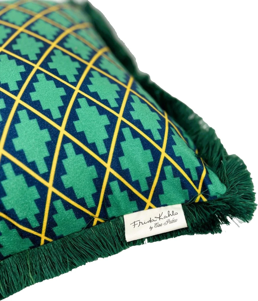 Frida Kahlo by Luxus Deko Kissen mit Strass Steinen Weiß / Bunt