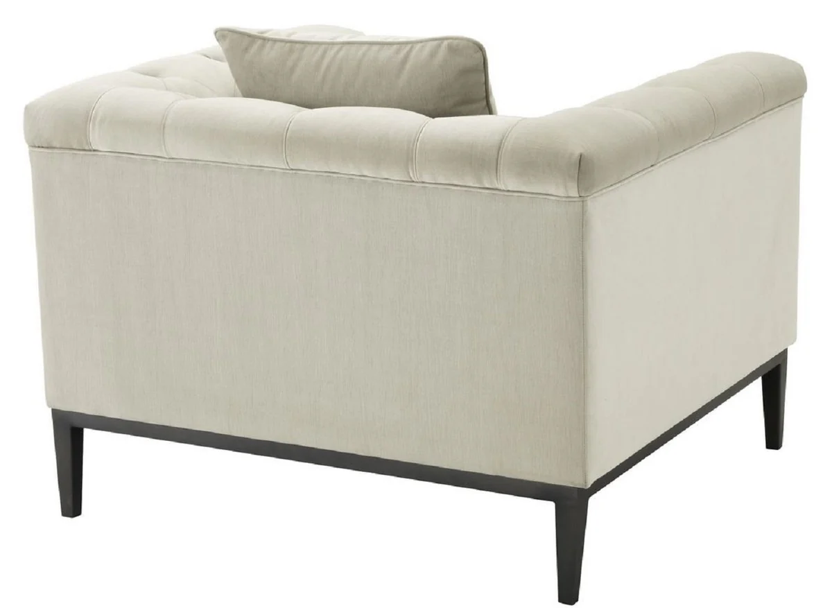 Luxus Chesterfield Sessel mit Kissen Hellgrau / Rotguss 103 x 97 x H. 75 cm - Chesterfield Wohnzimmer Möbel