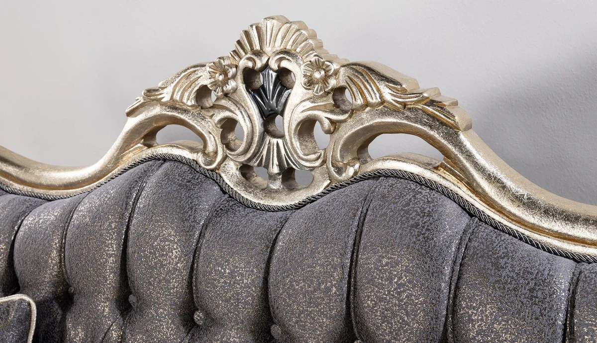 Luxus Barock Sofa Lila / Antik Gold / Schwarz - Barockstil Wohnzimmer Sofa mit elegantem Muster - Luxus Wohnzimmer Möbel im Barockstil - Barock Möbel - Barock Einrichtung
