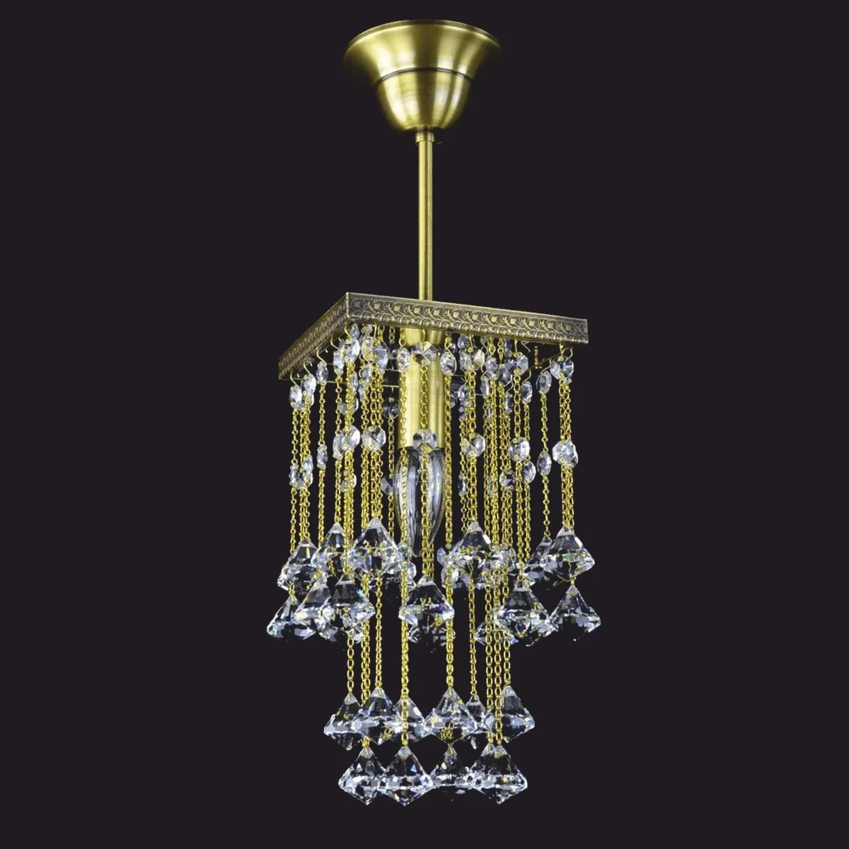 Luxus Barock Kristall Hängeleuchte Gold H. 30 cm - Barock Interior