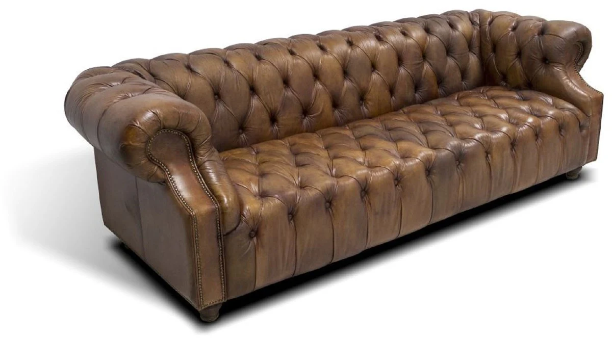 Luxus Chesterfield Leder Sofa 240 x 100 x H. 80 cm - Verschiedene Farben - Echtleder Wohnzimmer Sofa - Chesterfield Möbel