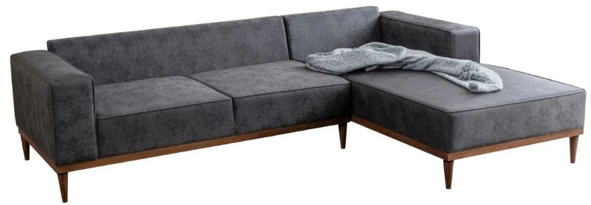 Luxus Ecksofa Grau / Braun 265 x 180 x H. 70 cm - Elegantes Wohnzimmer Sofa - Luxus Möbel