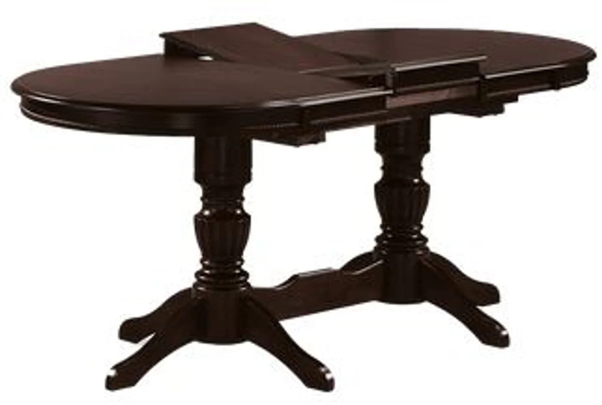 Jugendstil Esstisch Dunkelbraun 150-185 x 90 x H. 75 cm - Ovaler ausziehbarer Massivholz Küchentisch - Esszimmer Möbel