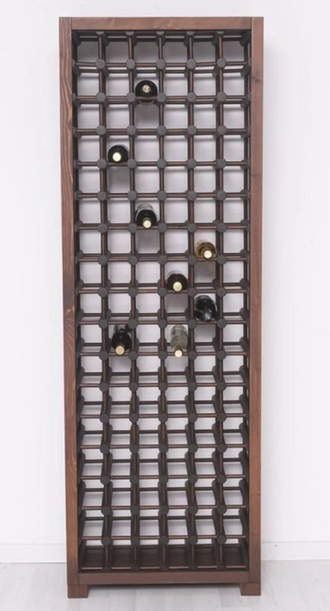 Landhausstil Massivholz Weinschrank Braun / Schwarz 68 x 35 x H. 200 cm - Massivholz Weinregal im Landhausstil - Massivholz Bar Möbel - Landhausstil Bar Möbel