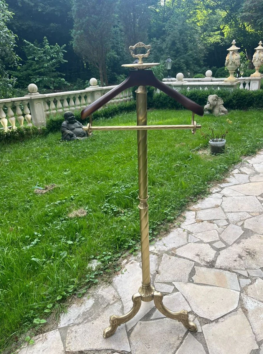 Luxus Barock Dressboy Messing / Dunkelbraun H. 133 cm - Barock Hotel Möbel