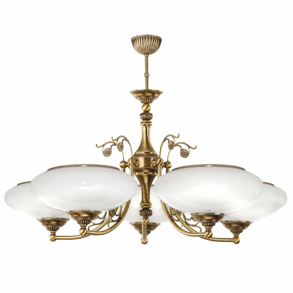 Luxus Barock Kronleuchter Messing mit Patina / Weiß Ø 72 x H. 70 cm