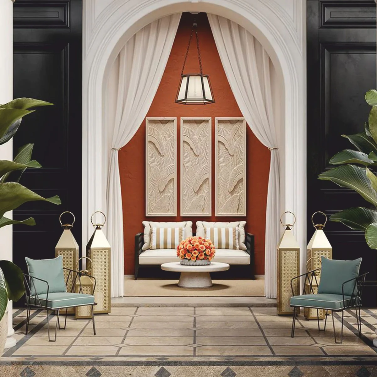 Luxus Hängeleuchte Schwarz / Creme H. 120,5 cm - Luxus Leuchten