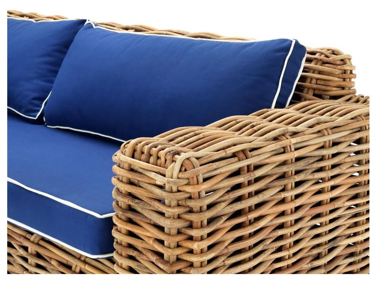 Designer Rattan Sofa 230 x 88 x H. 69 cm - Luxus Wohnzimmer Möbel