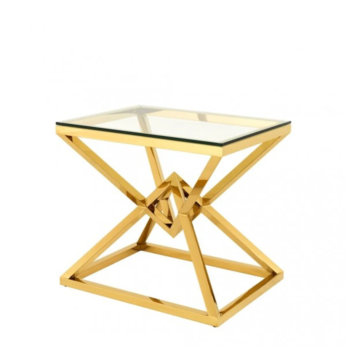 Luxus Beistelltisch Edelstahl Gold Finish 65 x 50 x H 60 cm - Tisch Möbel