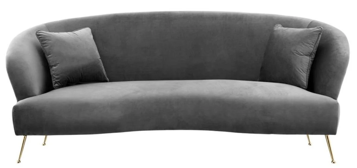 Sofa Grau / Messing 230 x 100 x H. 87 cm - Luxus Hotel Sofa