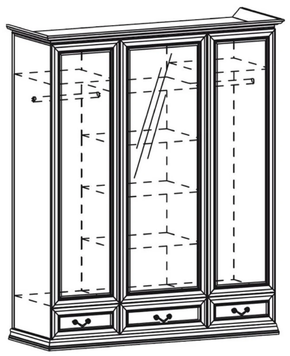 Luxus Schlafzimmerschrank Braun 172,2 x 60,5 x H. 207,9 cm - Verspiegelter Massivholz Kleiderschrank mit 3 Türen und 3 Schubladen - Luxus Massivholz Schlafzimmer Möbel