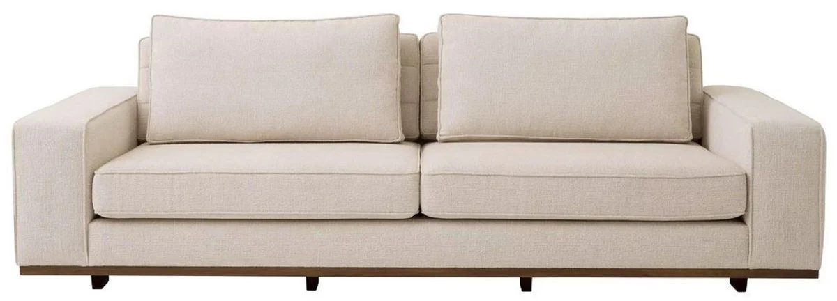 Luxus Sofa Beige / Braun 236 x 110 x H. 80 cm - Wohnzimmer Sofa mit Kissen - Wohnzimmer Möbel - Luxus Möbel - Wohnzimmer Einrichtung - Luxus Einrichtung - Luxus Qualität