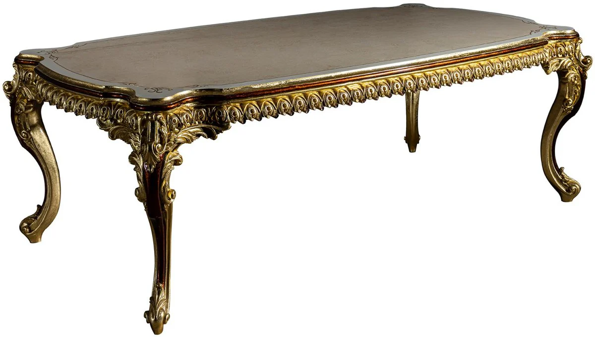 Luxus Barock Esstisch 230 x 105 x H. 80 cm - Prunkvoller Massivholz Esszimmertisch - Esszimmer Möbel im Barockstil