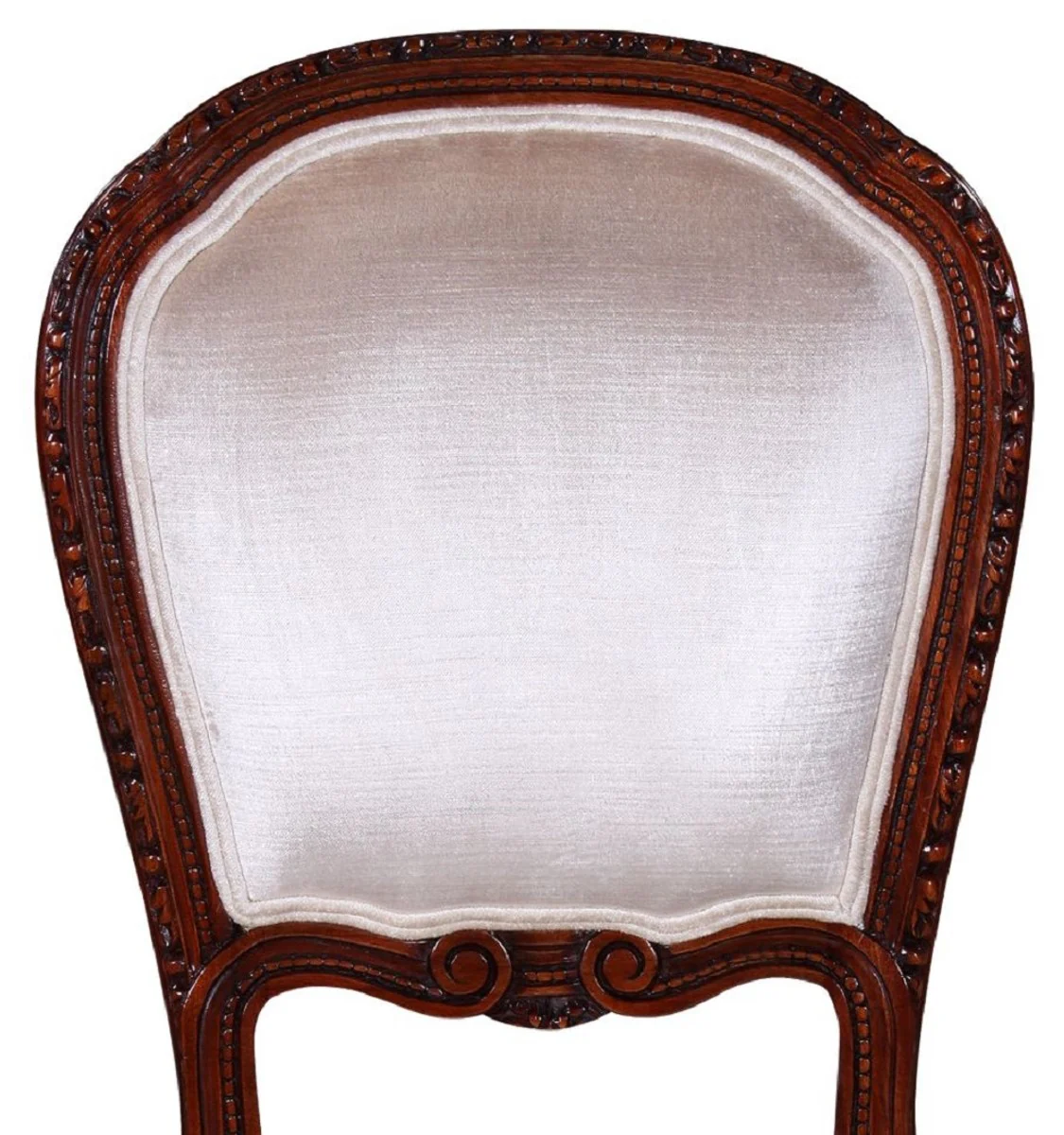 Luxus Barock Esszimmer Stuhl Silber / Dunkelbraun 41 x 50 x H. 90 cm - Esszimmer Möbel im Barockstil - Luxus Möbel im Barockstil - Barock Interior - Barock Möbel