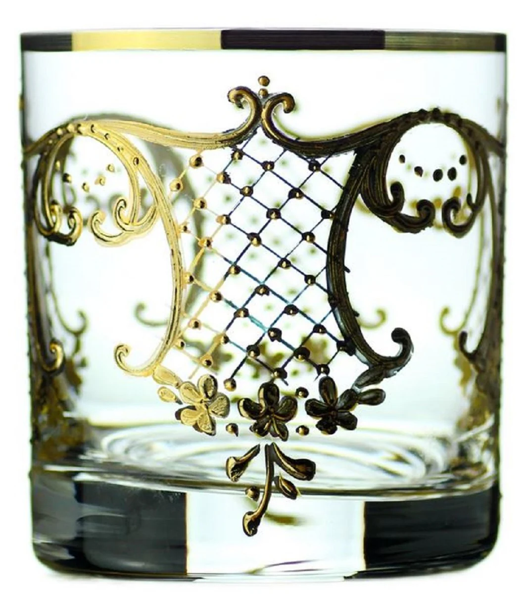 Luxus Barock Whisky Glas 6er Set Gold Ø 8 x H. 9 cm - Handgefertigte und handbemalte Whiskygläser - Hotel & Restaurant Accessoires - Luxus Qualität