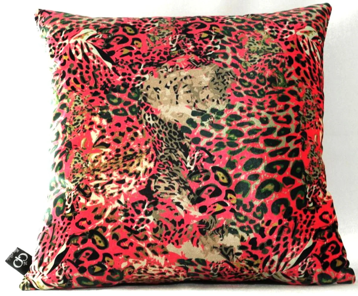 Luxus Wohnzimmer Deko Kissen Kansas Leo Mehrfarbig 45 x 45 cm - Feinster Samtstoff - Luxus Kollektion