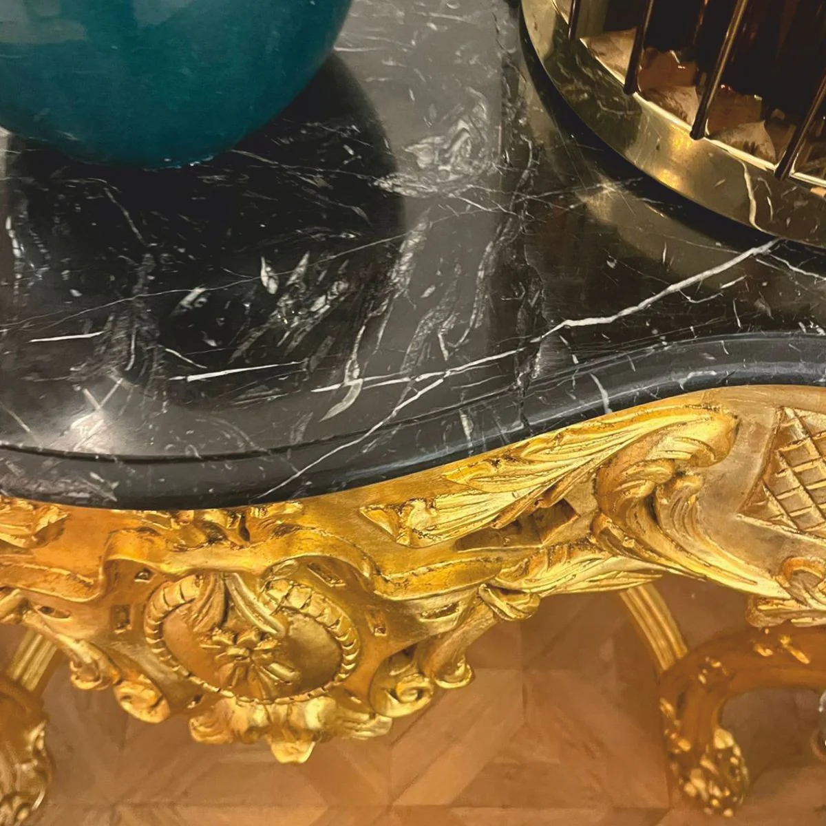 Barock Konsole mit Marmorplatte Gold / Schwarz 150 cm - 1B Ware