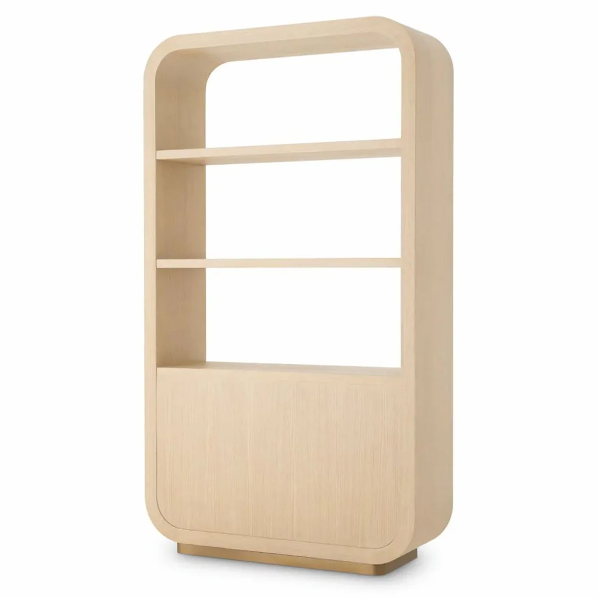 Luxus Regalschrank mit 2 Schubladen Naturfarben / Messing H. 210 cm