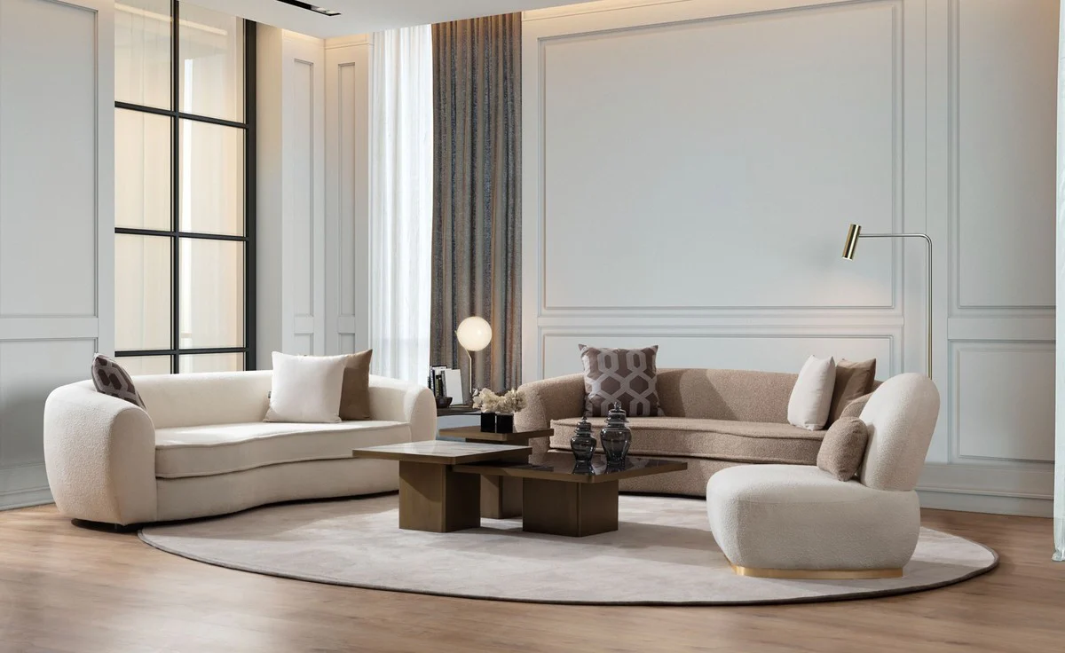 Luxus Sofa Weiß / Schwarz 250 x 106 x H. 72 cm - Wohnzimmer Sofa - Hotel Sofa - Wohnzimmer Möbel - Wohnzimmer Einrichtung - Hotel Möbel - Luxus Möbel - Luxus Einrichtung