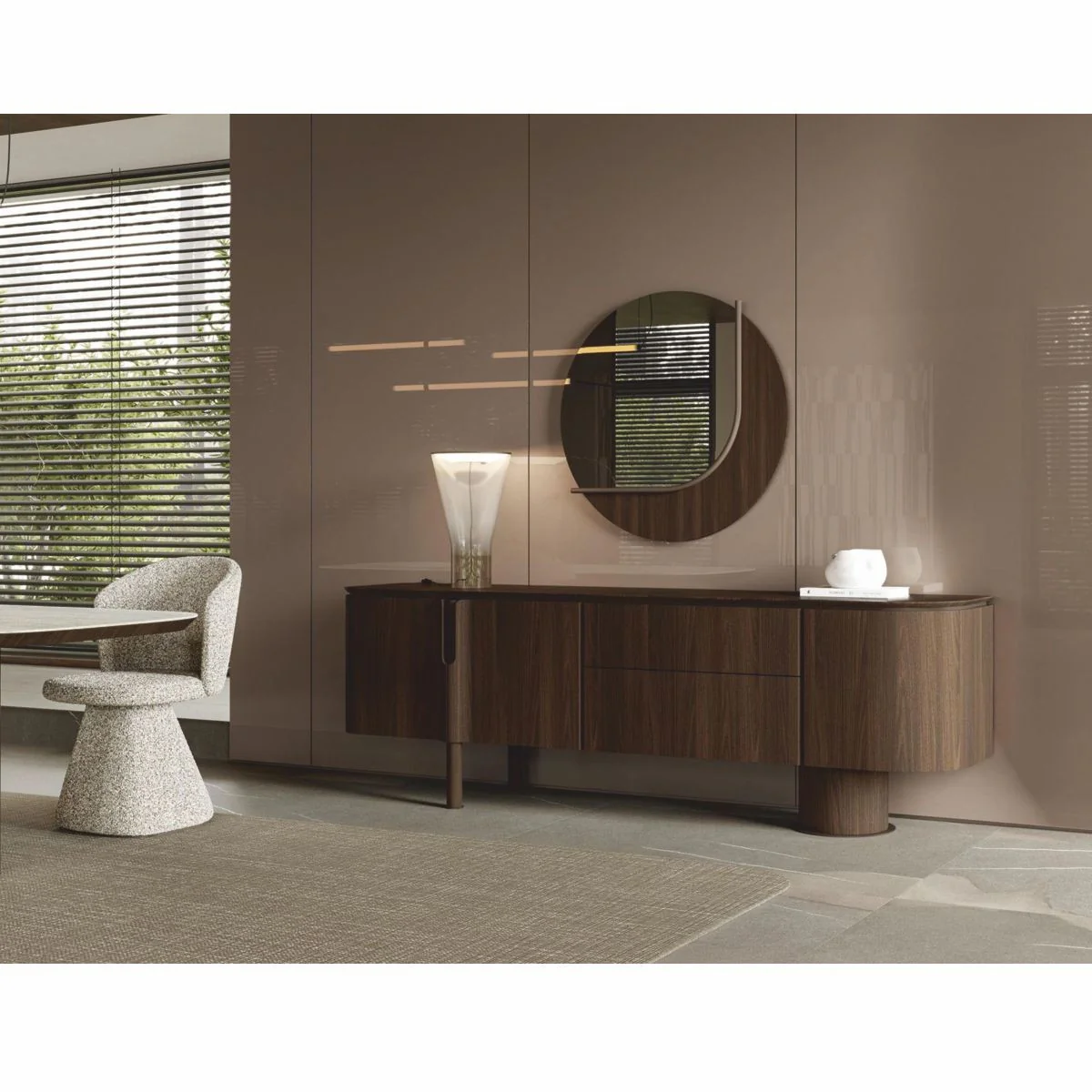 Luxus Esszimmer Stuhl mit gebogener Rückenlehne Grau H. 84 cm - Esszimmer Möbel