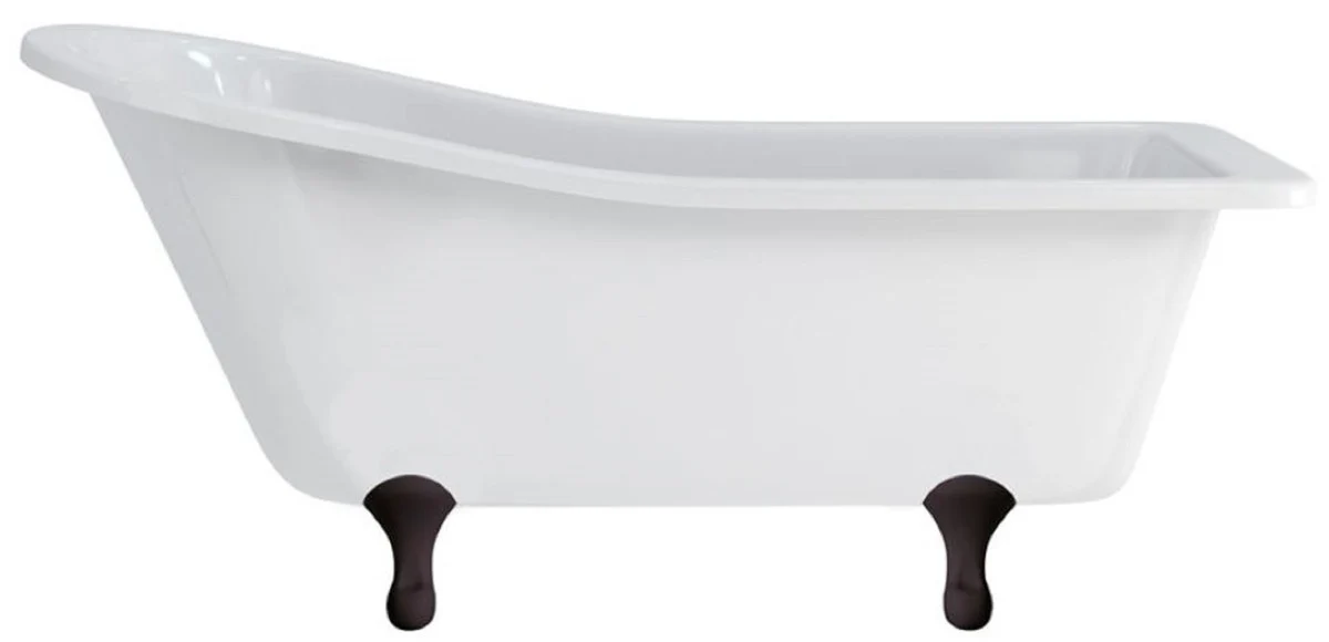 Luxus Jugendstil Badewanne Weiß / Schwarz 169 x 73 x H. 77 cm - Freistehende Retro Acryl Badewanne - Nostalgische Retro Badezimmer Möbel