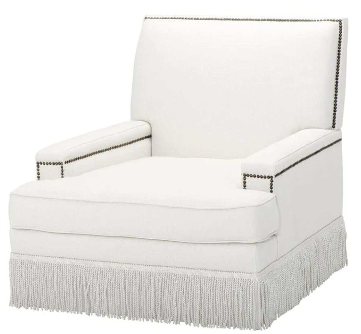 Luxus Designer Sessel Weiß 90 x 102 x H. 90 cm - Wohnzimmer Möbel