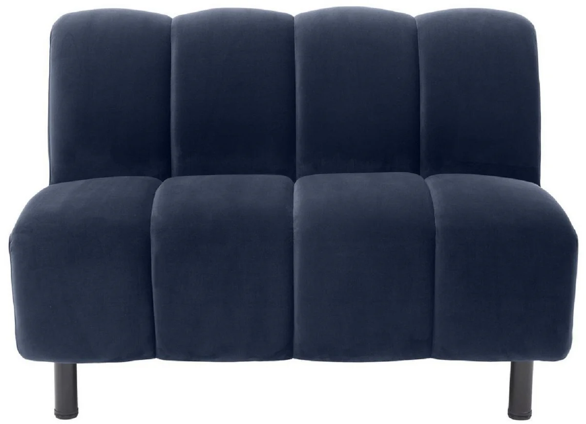 Luxus Couch Mitternachtsblau / Schwarz 121 x 75 x H. 87 cm - Wohnzimmer Sofa mit edlem Samtstoff - Luxus Möbel