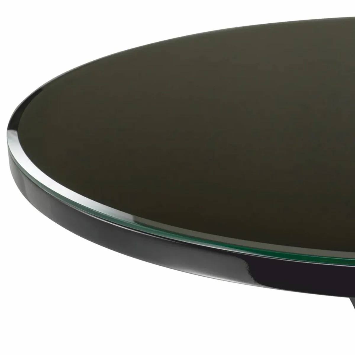 Luxus Mahagoni Beistelltisch mit Glasplatte Schwarz Ø 69 x H. 68 cm